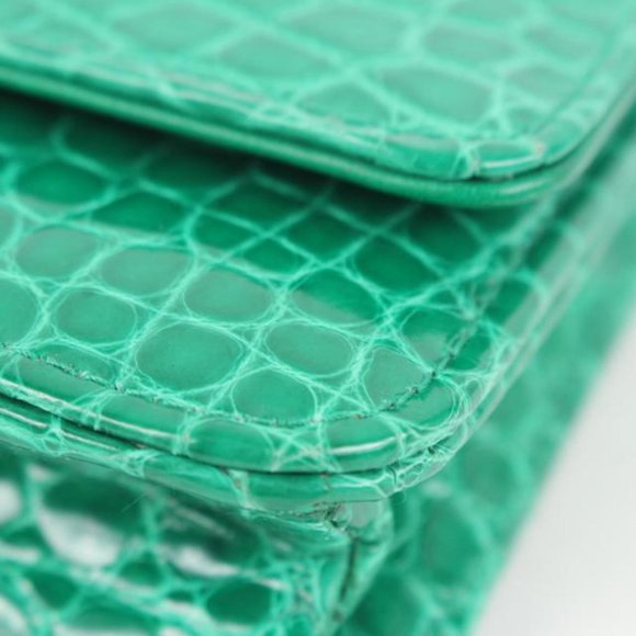 Chanel Ultra Rare Emerald Green Alligator Wallet on Chain SHW WOC 46cz414s - Picture 11 of 12